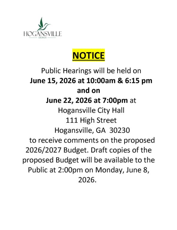 Public Hearing - Proposed 2026/2027 Budget 
